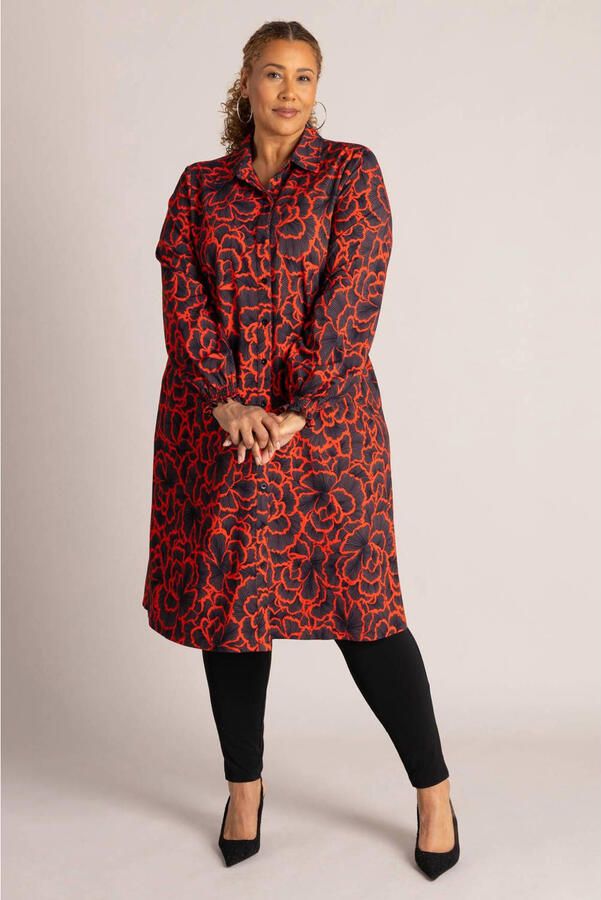 Colletta blousejurk Plus Size met print rood