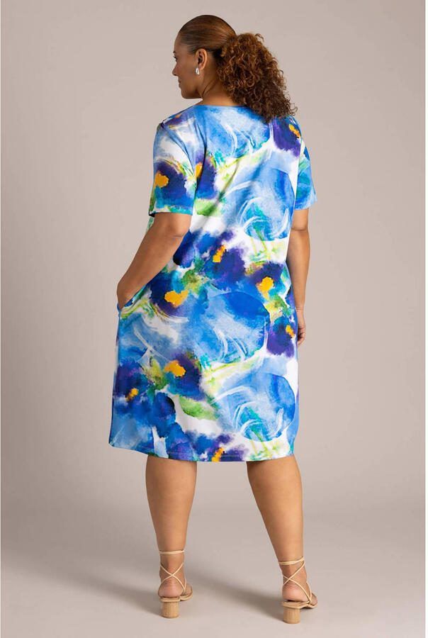 Colletta gebloemde midi jurk blauw - Foto 2
