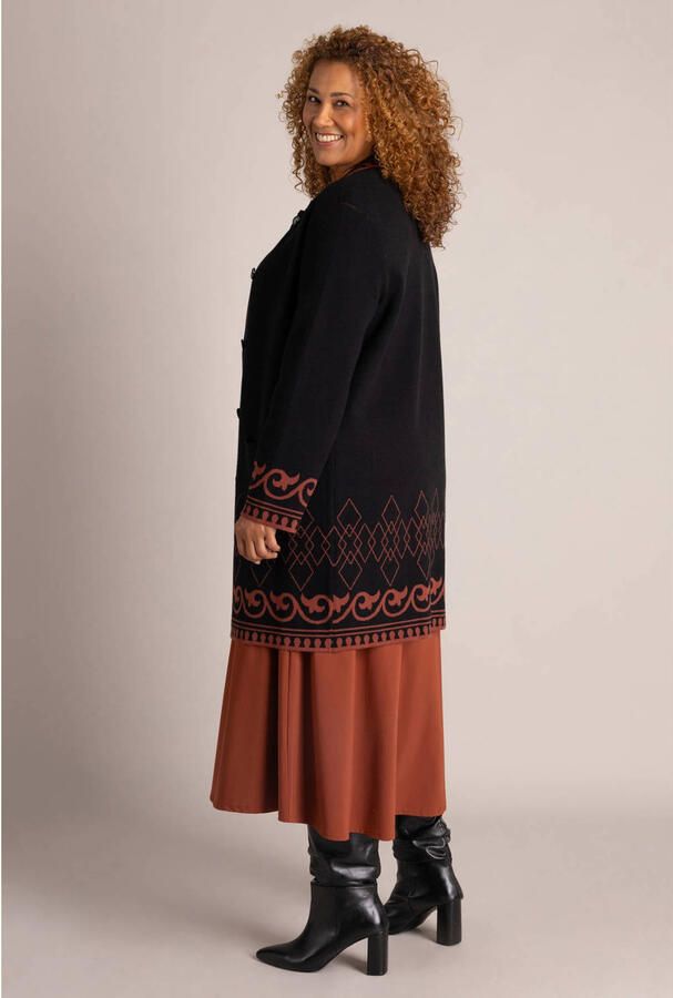 Colletta gebreid vest met print zwart oranje - Foto 2