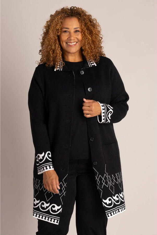 Colletta gebreid vest met print zwart wit