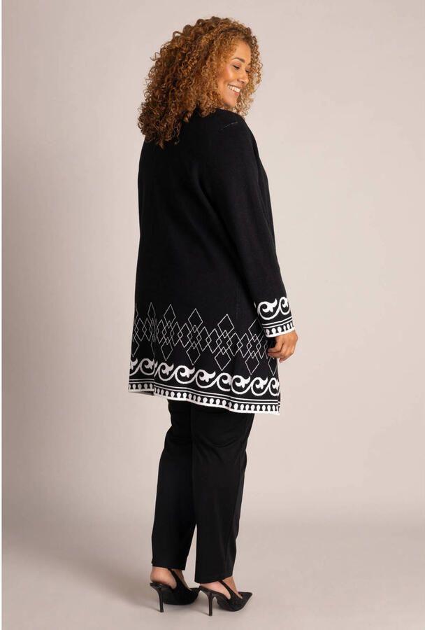Colletta gebreid vest met print zwart wit - Foto 2
