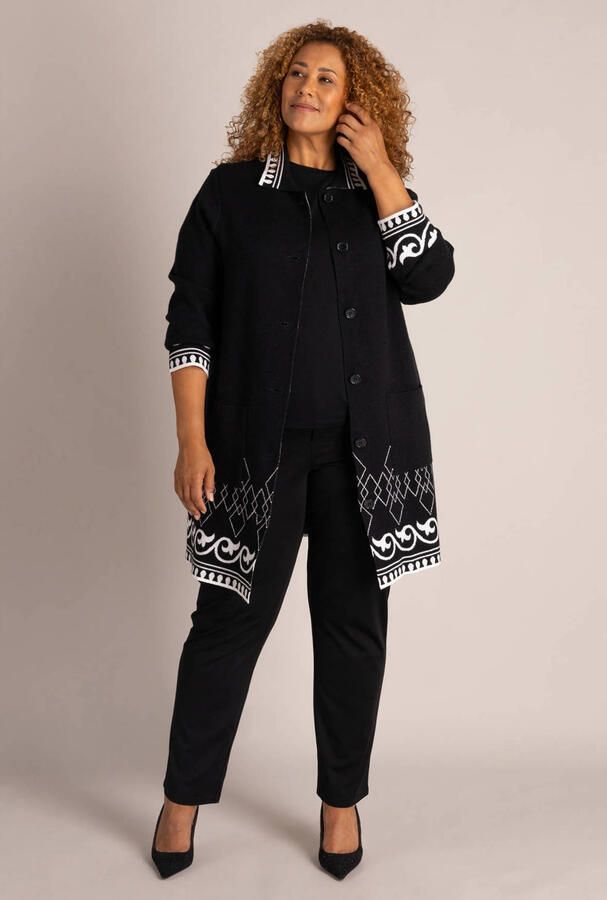 Colletta gebreid vest met print zwart wit - Foto 3