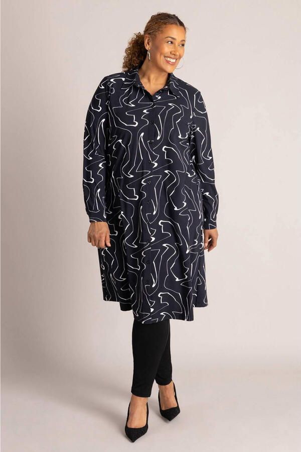 Colletta jurk Plus Size met print zwart
