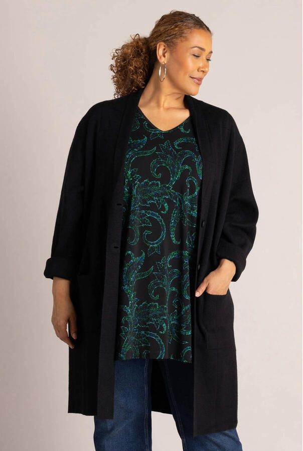 Colletta lange vest Plus Size zwart