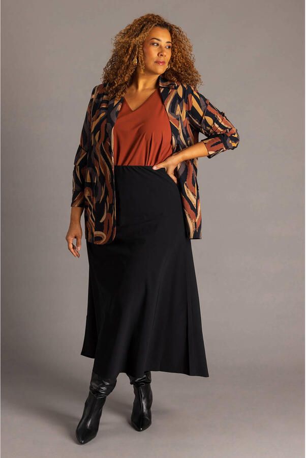 Colletta Plus Size A-lijn rok zwart