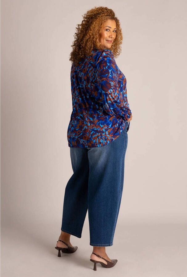 Colletta Plus Size blouse met print blauw rood - Foto 3