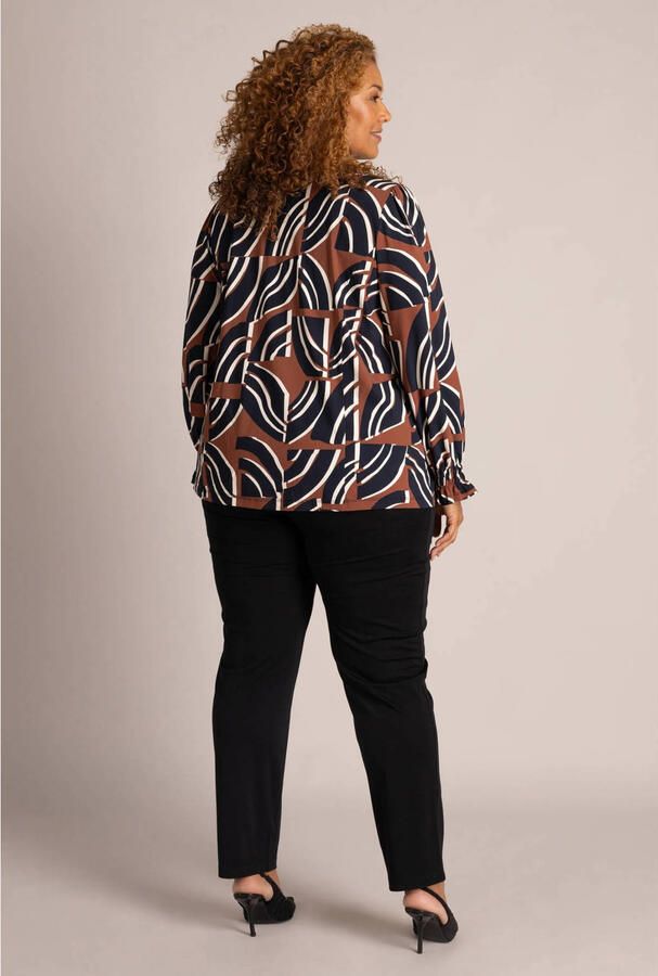 Colletta Plus Size blouse met print bruin zwart - Foto 2