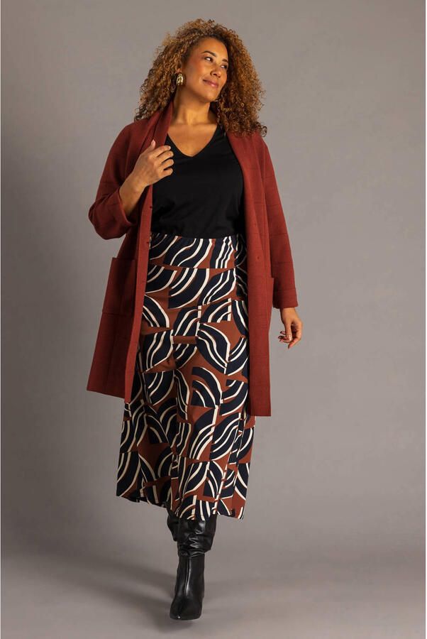 Colletta Plus Size lang geruit vest bruin - Foto 2