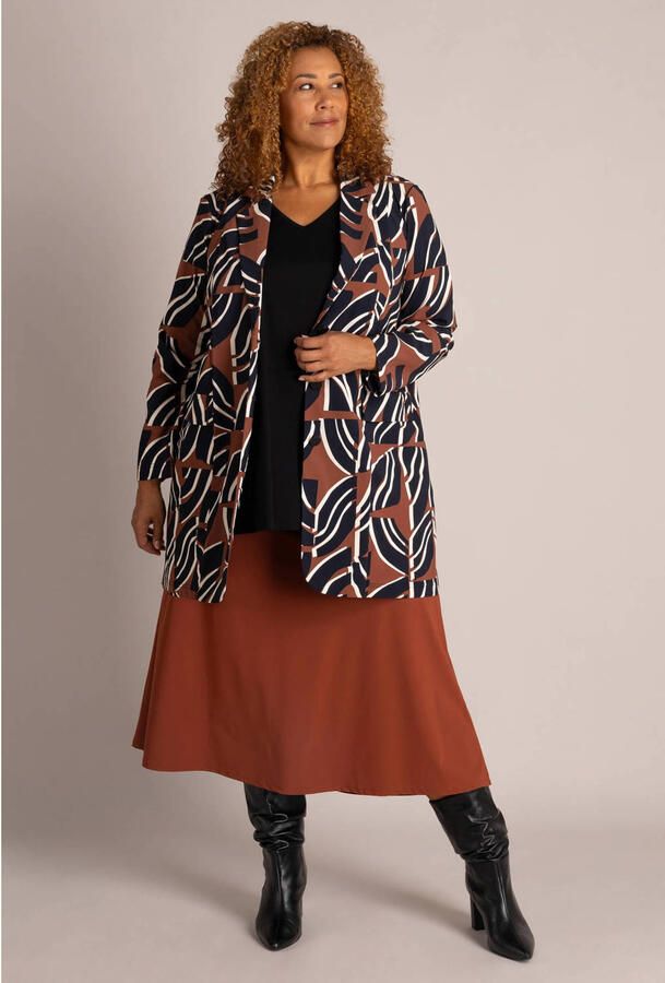 Colletta Plus Size regular blazer met print bruin zwart - Foto 2