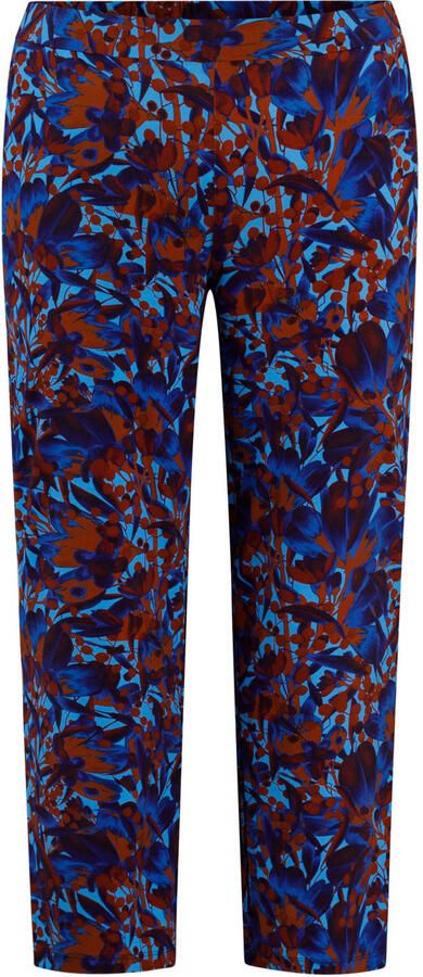 Colletta Plus Size slim fit broek met print blauw bruin