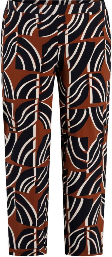 Colletta Plus Size slim fit broek met print bruin zwart