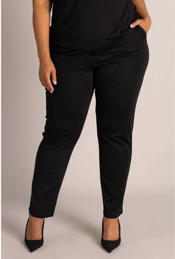 Colletta Plus Size slim fit broek zwart