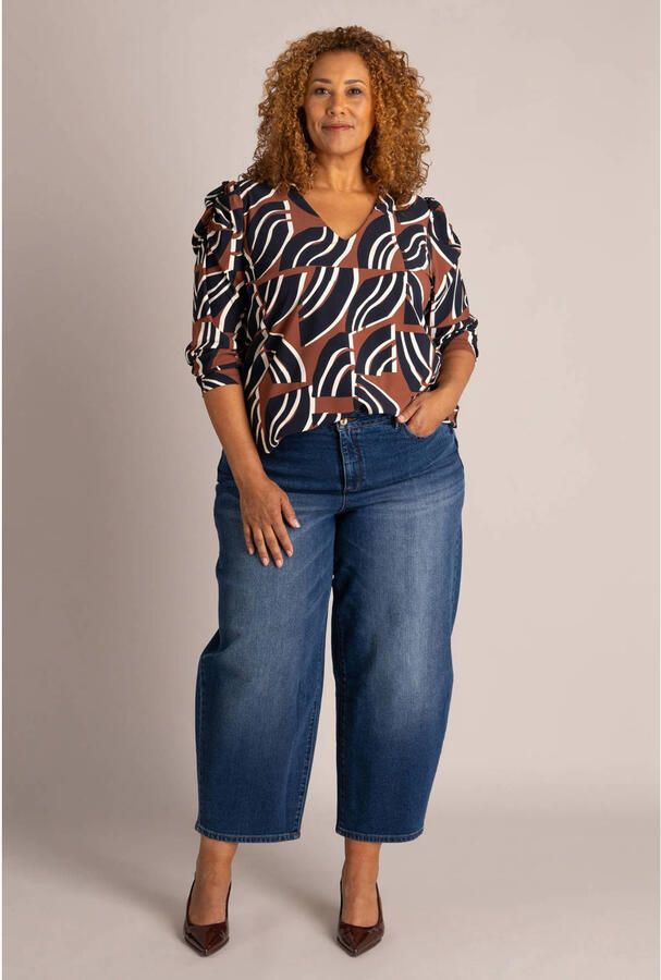 Colletta Plus Size top met print bruin zwart - Foto 2