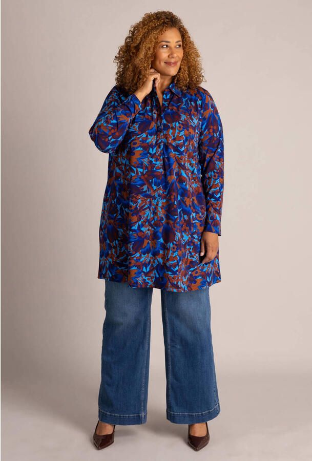 Colletta Plus Size tuniek met print blauw oranje - Foto 2