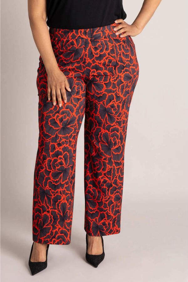Colletta slim fit broek Plus Size met print rood
