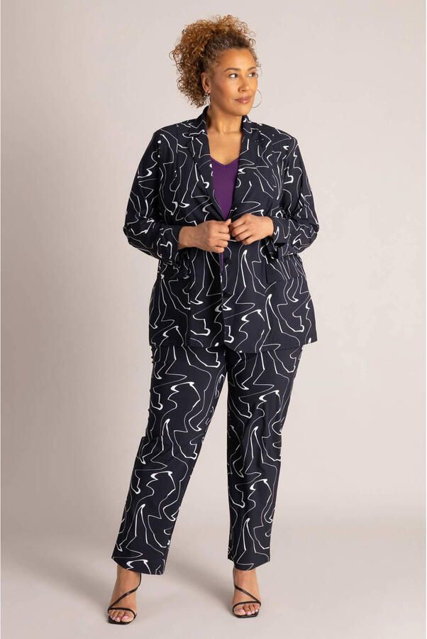 Colletta slim fit broek Plus Size met print zwart - Foto 2