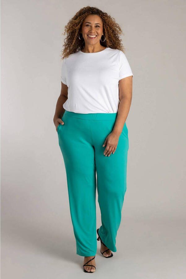 Colletta straight high waist casual broek turquoise