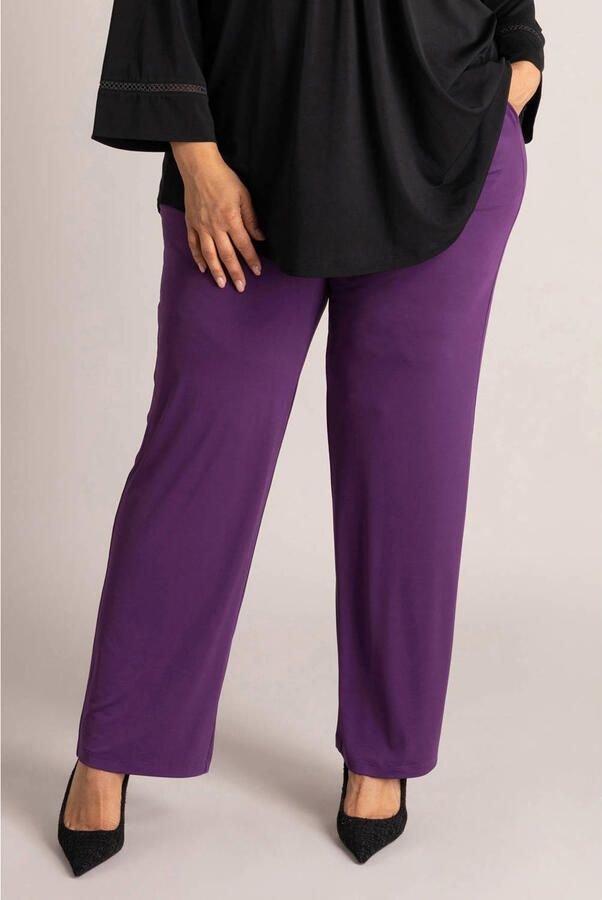Colletta straight leg broek Plus Size paars