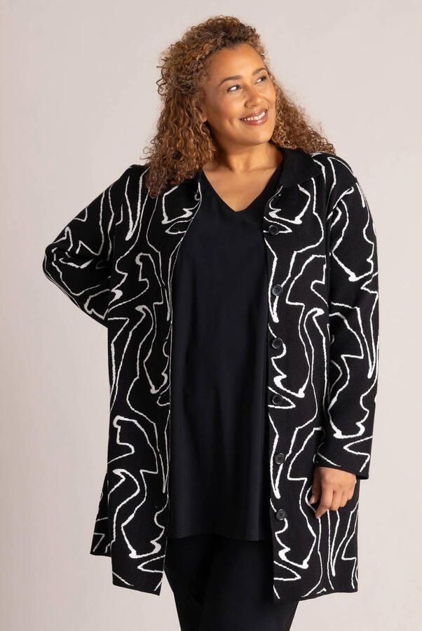Colletta vest Plus Size met print zwart