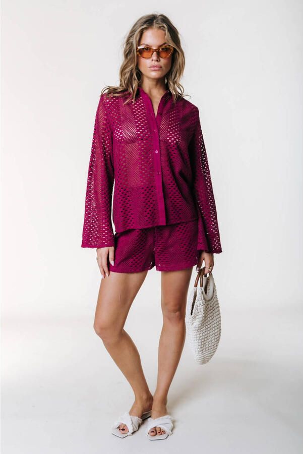 Colourful Rebel blouse crochet roze - Foto 3
