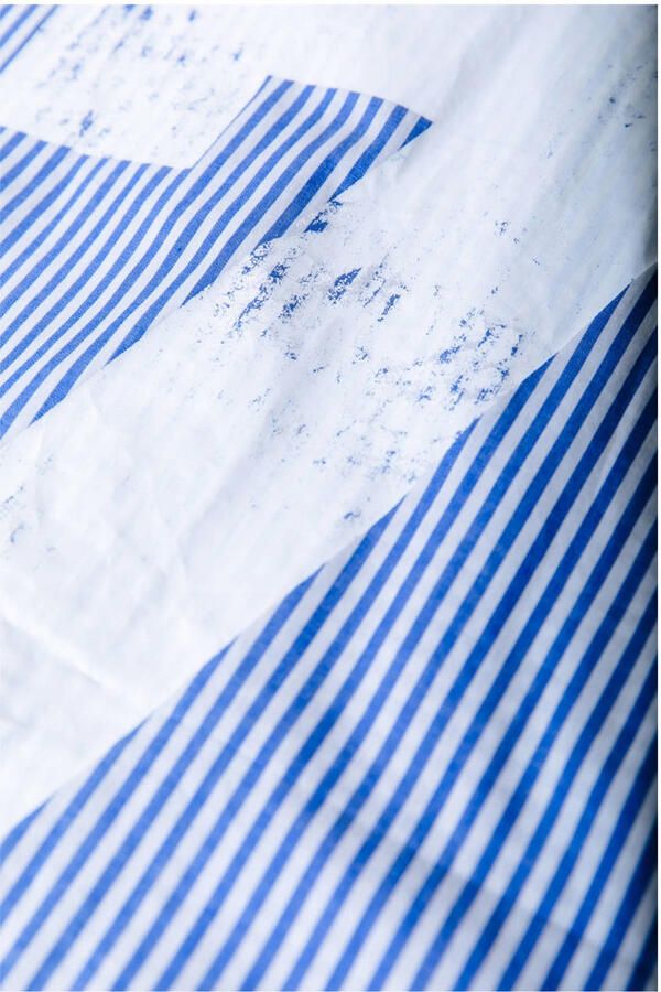 Colourful Rebel blouse met backprint met krijtstreep blauw - Foto 3