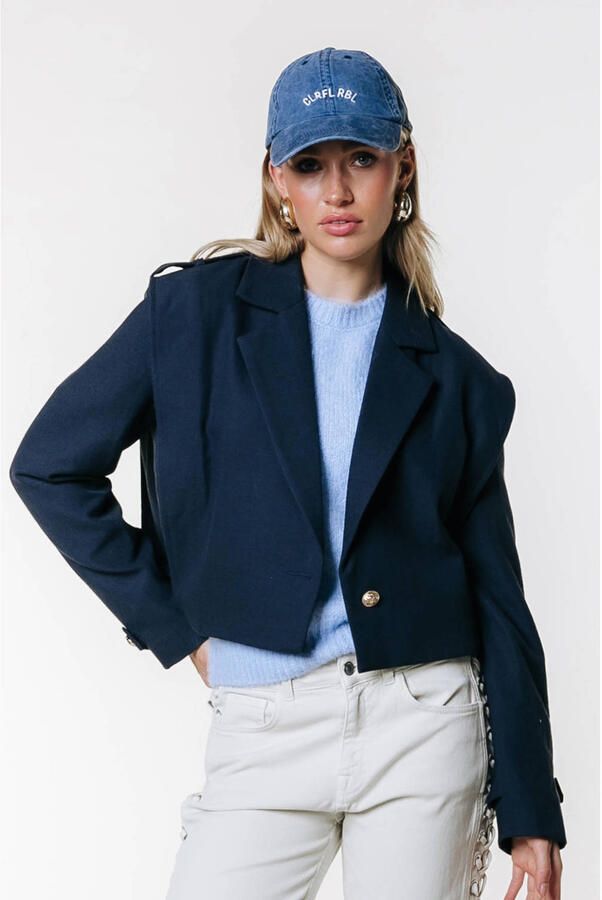 Colourful Rebel cropped blazer donkerblauw
