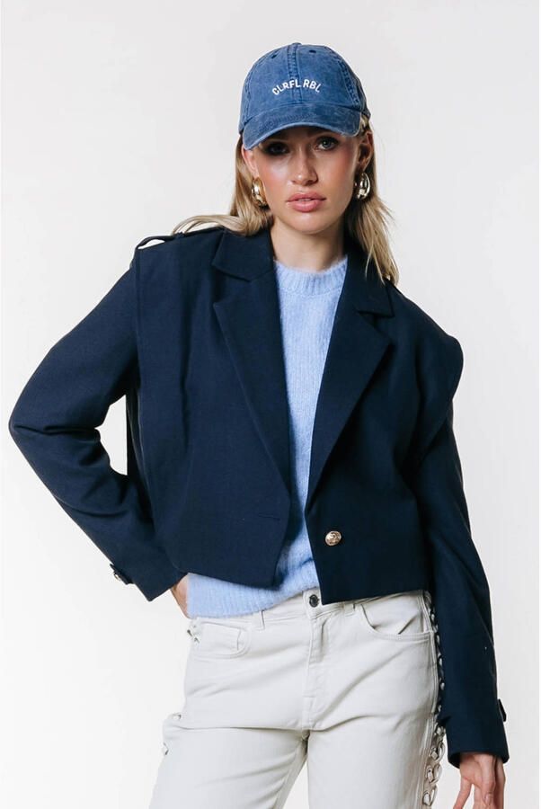 Colourful Rebel cropped blazer donkerblauw