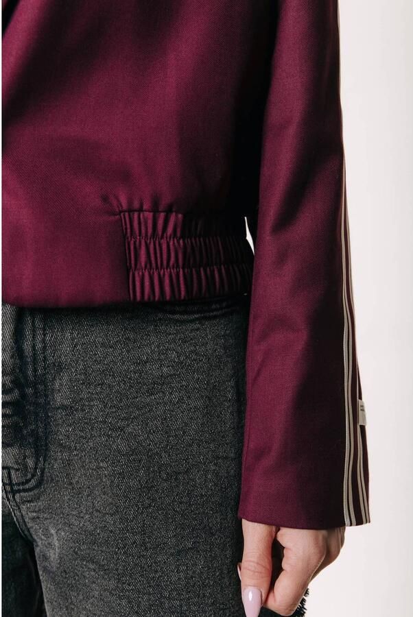 Colourful Rebel cropped blazer met krijtstreep donkerrood - Foto 3