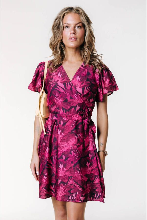 Colourful Rebel gebloemde mini jurk roze