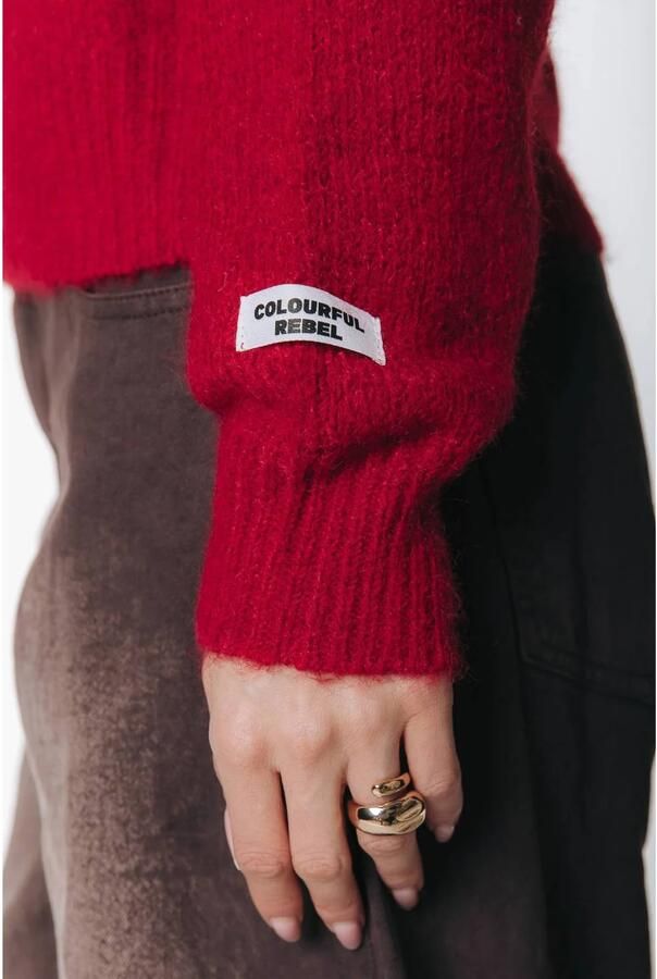 Colourful Rebel gebreide trui met wol rood - Foto 2