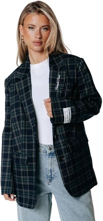 Colourful Rebel geruite blazer met patches groen
