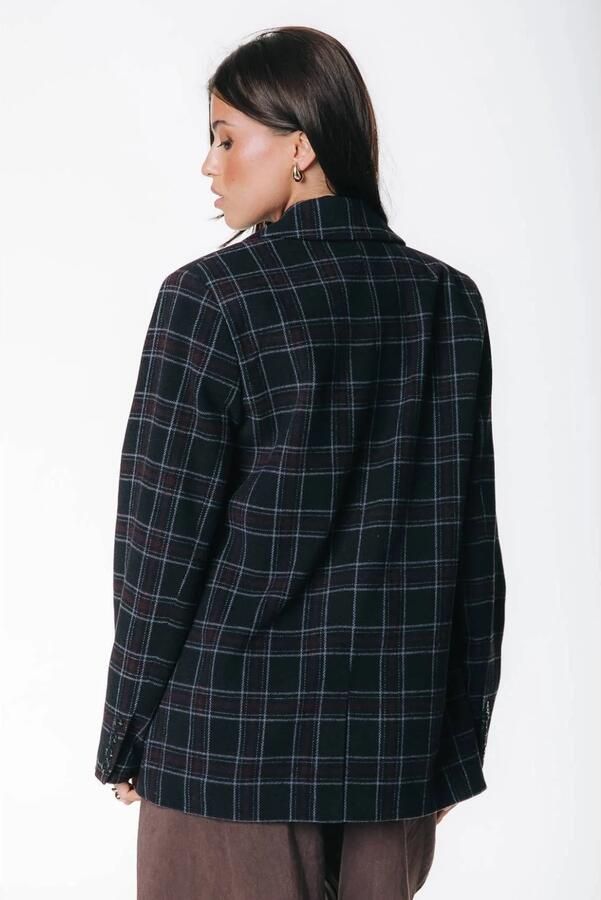 Colourful Rebel geruite oversized blazer met wol donkerblauw - Foto 3