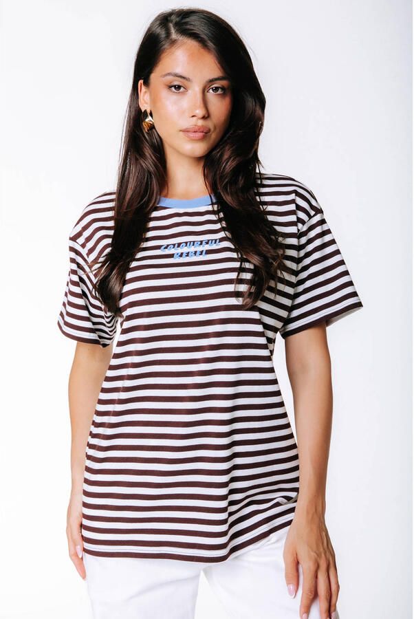 Colourful Rebel gestreept T-shirt ecru
