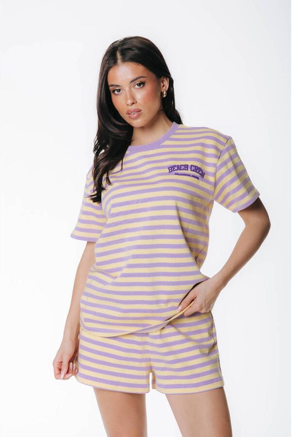 Colourful Rebel gestreept T-shirt lila