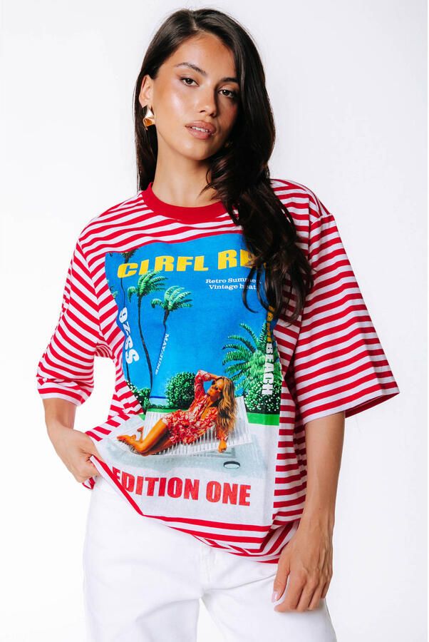 Colourful Rebel gestreept T-shirt rood