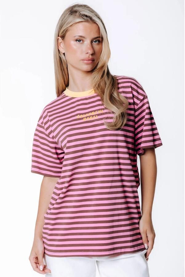 Colourful Rebel gestreept T-shirt roze
