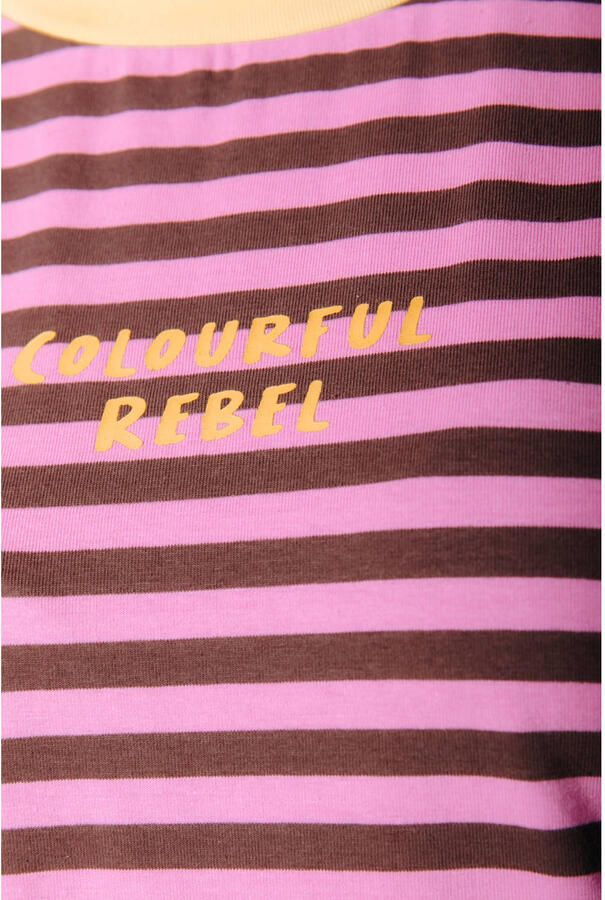 Colourful Rebel gestreept T-shirt roze - Foto 2