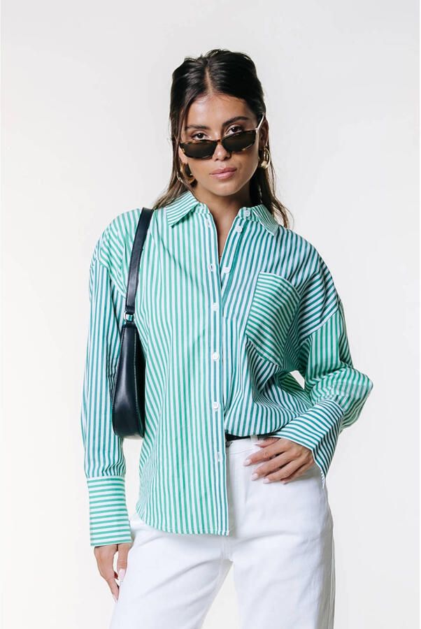 Colourful Rebel gestreepte blouse groen