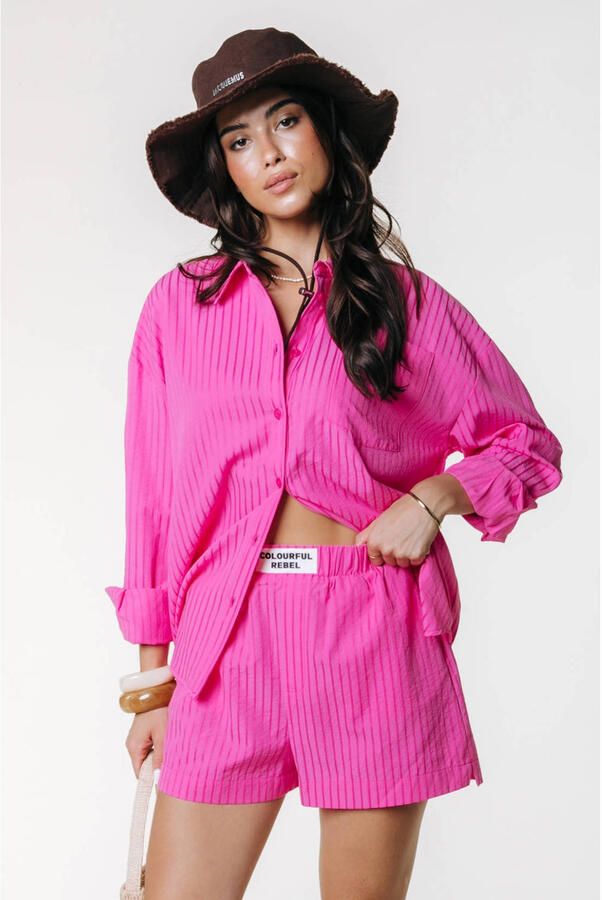 Colourful Rebel gestreepte blouse roze