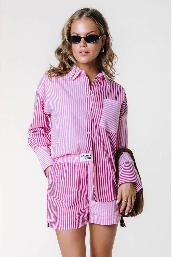 Colourful Rebel gestreepte blouse roze