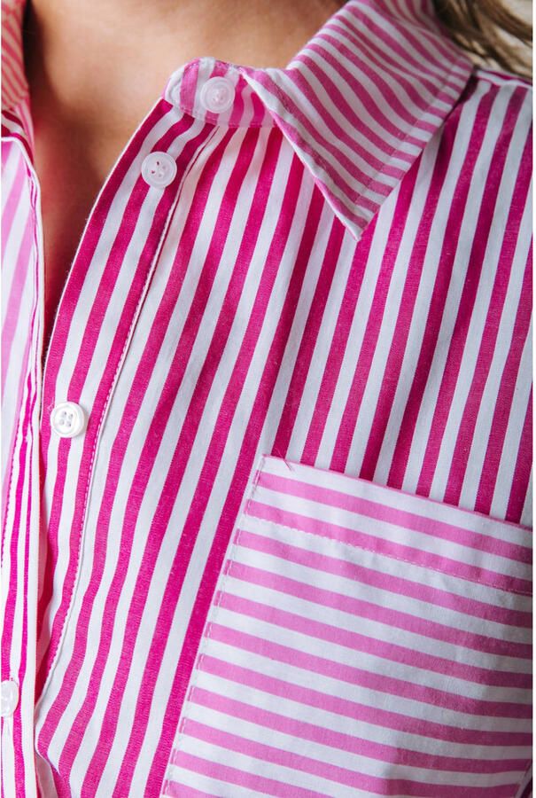 Colourful Rebel gestreepte blouse roze - Foto 2