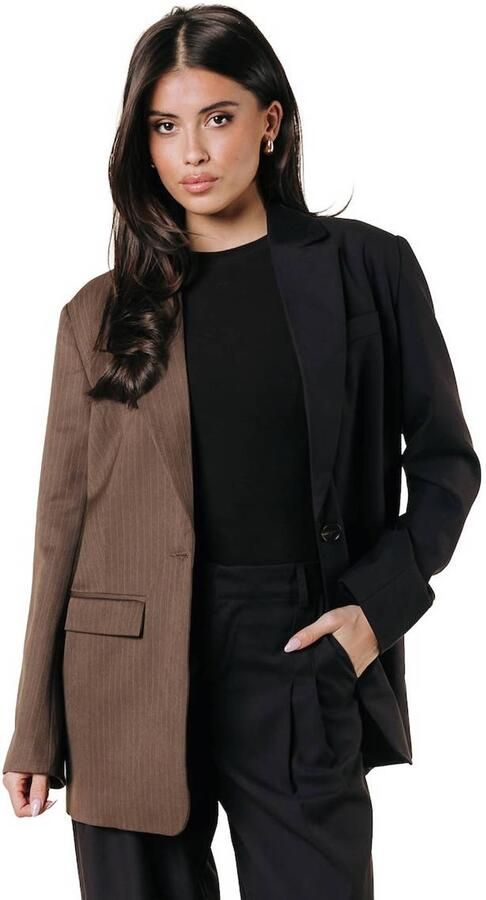 Colourful Rebel gestreepte double breasted blazer bruin - Foto 2