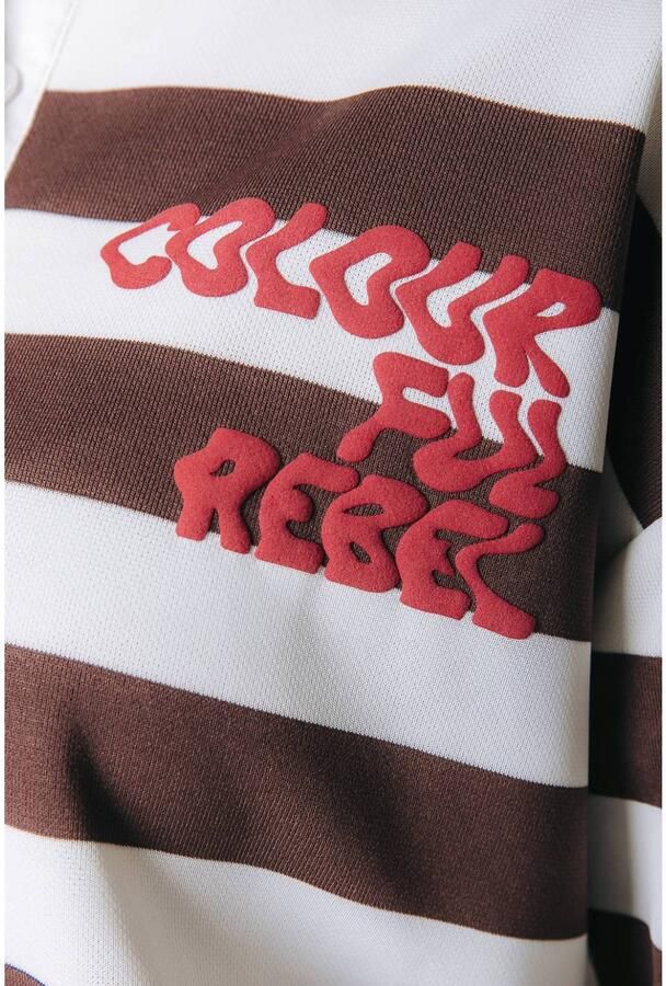 Colourful Rebel gestreepte pullover bruin wit - Foto 2