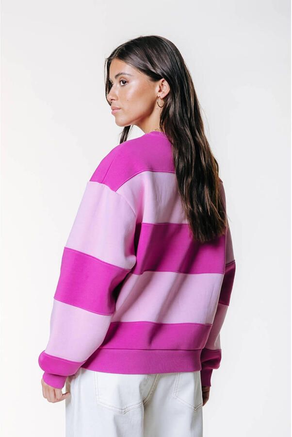 Colourful Rebel gestreepte sweater roze - Foto 2