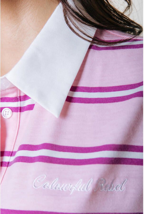 Colourful Rebel gestreepte sweatjurk roze - Foto 2