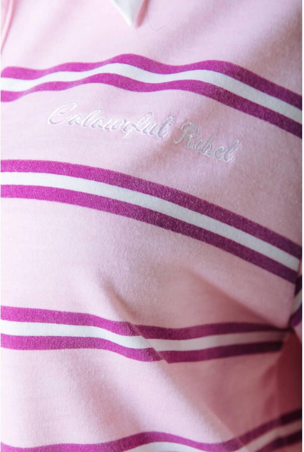 Colourful Rebel gestreepte sweatjurk roze - Foto 3