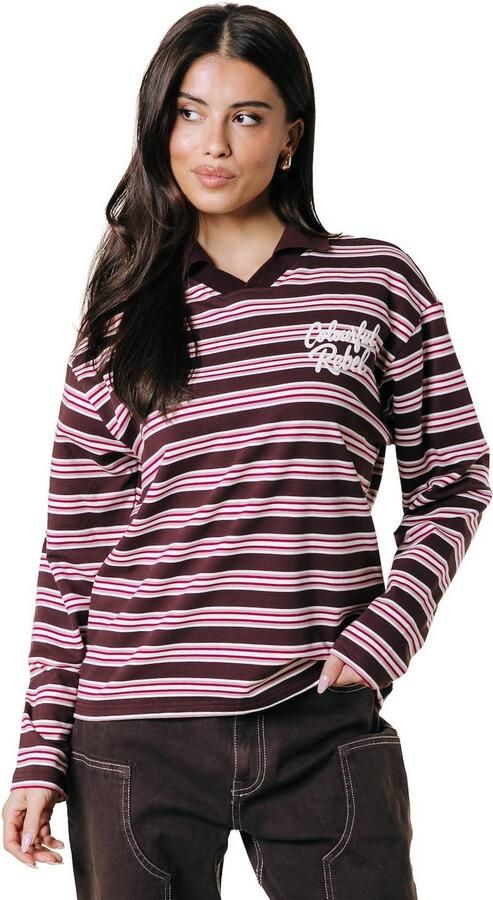 Colourful Rebel gestreepte top met logo rood