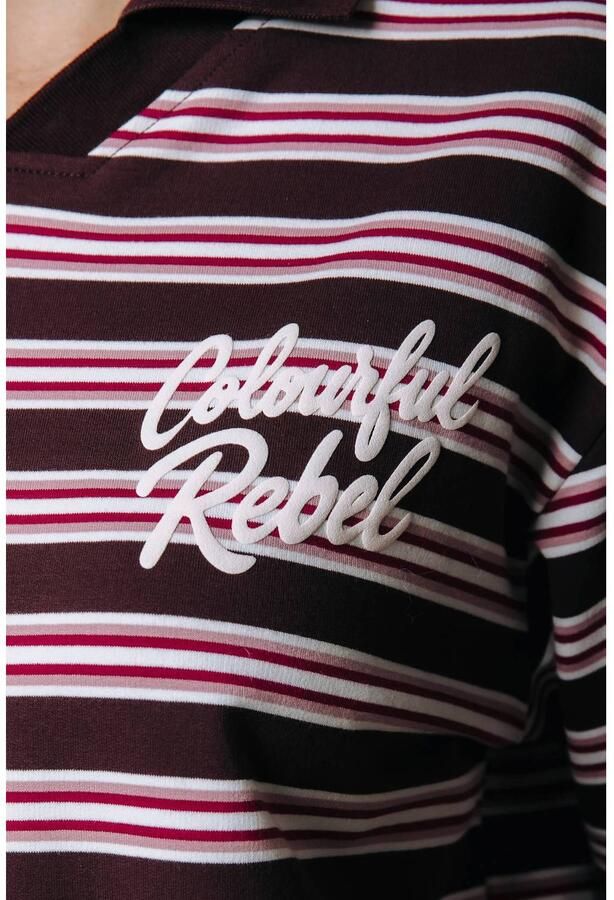 Colourful Rebel gestreepte top met logo rood - Foto 2