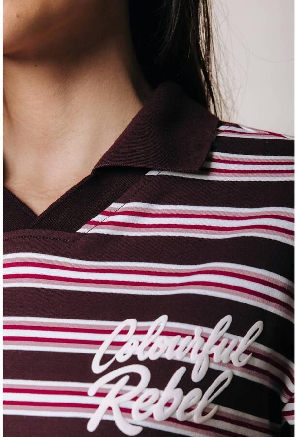 Colourful Rebel gestreepte top met logo rood - Foto 3