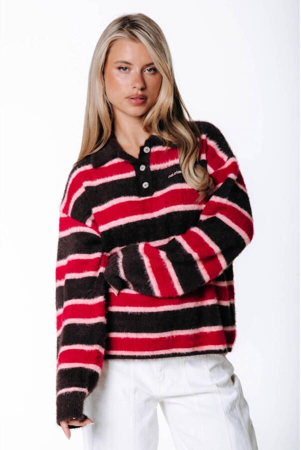 Colourful Rebel rechtvallende gestreepte top rood